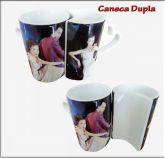 Caneca Dupla Porcelana Alça Coração