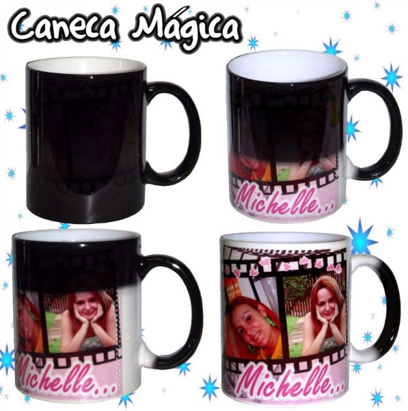 Caneca Mágica Personalizada - Cor Preta